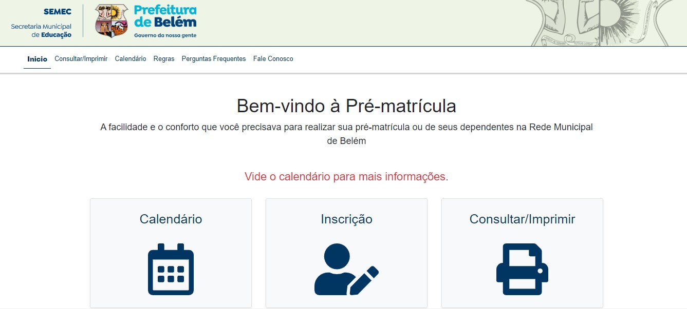 Matrícula Online Belém 2023